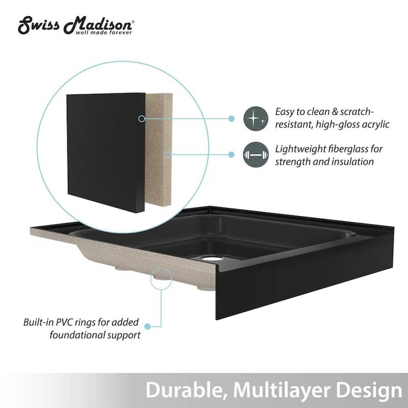 Swiss Madison Voltaire 60" x 30" Rectangular Shower Base with Single