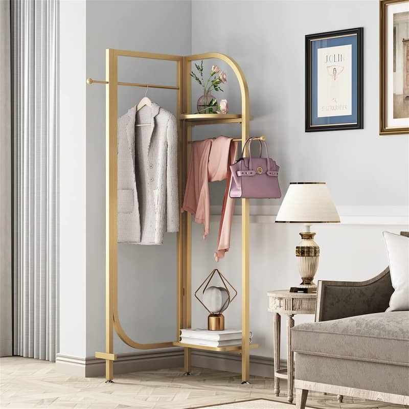 Corner Gold Metal Clothing Racks