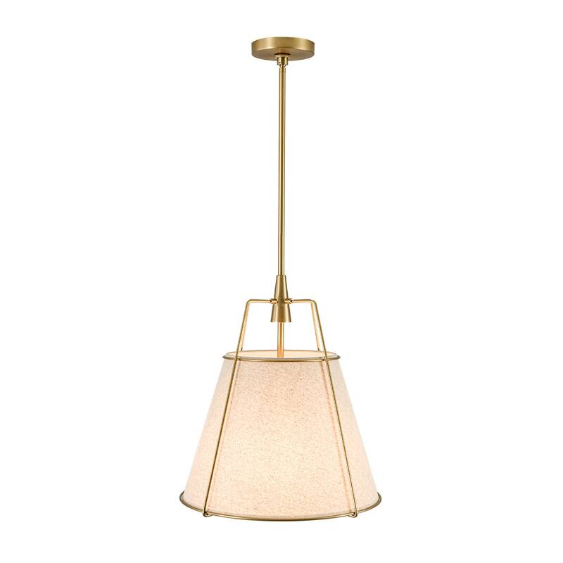Mid Century 4-Light Conical Ivory Linen Lantern Pendant Ambient Light