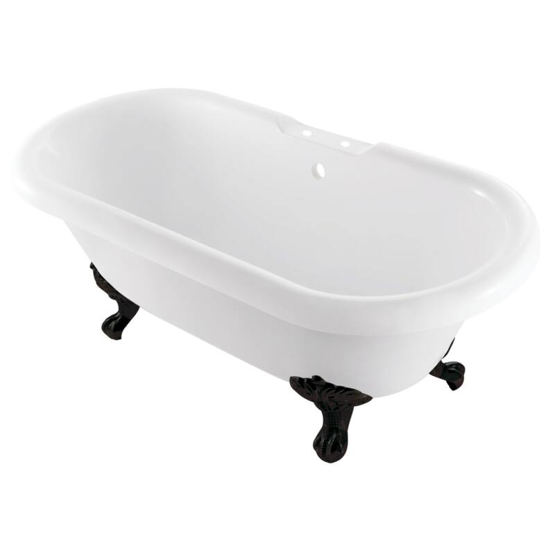 Aqua Eden 67-Inch Acrylic Oval Double Ended Clawfoot Tub - Glossy White/Matte Black