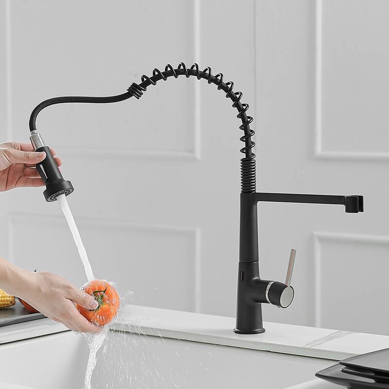 Touchless Matte Black Pull Down Kitchen Faucet with Accessories