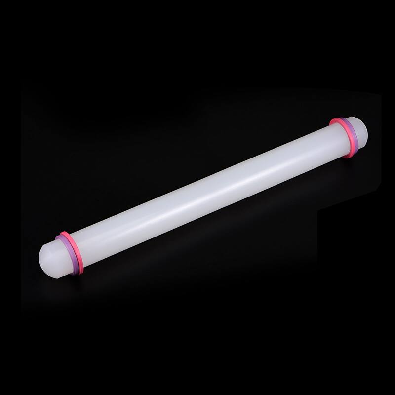 Fondant Rolling Pin with Rings PP 43cm x 3.5cm Non Stick for Baking White - 43cm x 3.5cm