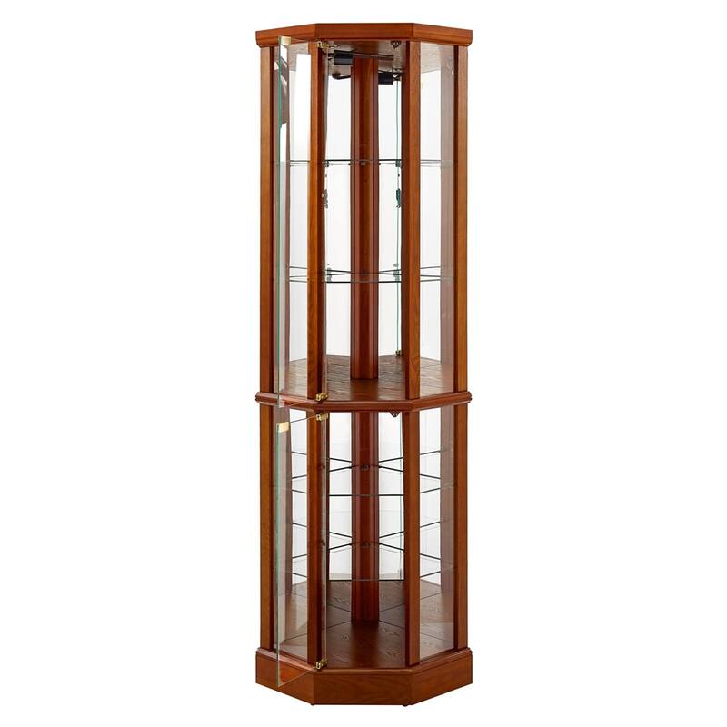 6 Shelf Lighted Display Cabinet with Adjustable Shelves (No E26 Bulb)