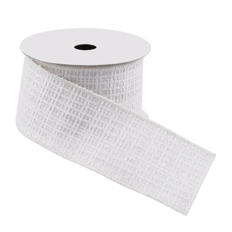 White Gold Wired Ribbon 2.5 x 5 Yards for Gift Wrapping - 180” x 2.5” x 0.25”