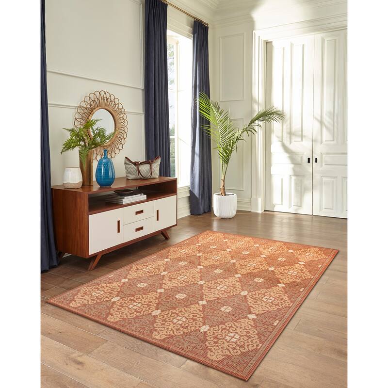 Liora Manne Patio Suzani Diamonds Indoor/Outdoor Rug