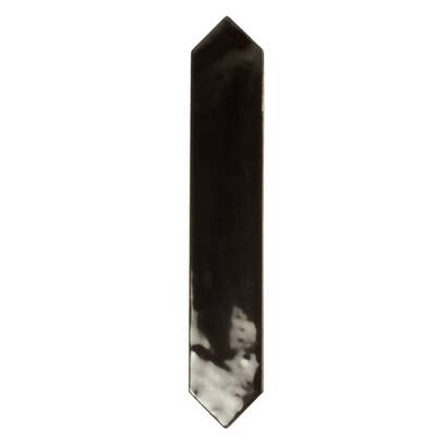 Festa 1.7 in. x 9.6 in. Glossy Black Ceramic Picket Wall and Floor Tile (2.37 sq. ft./case) (23-pack)
