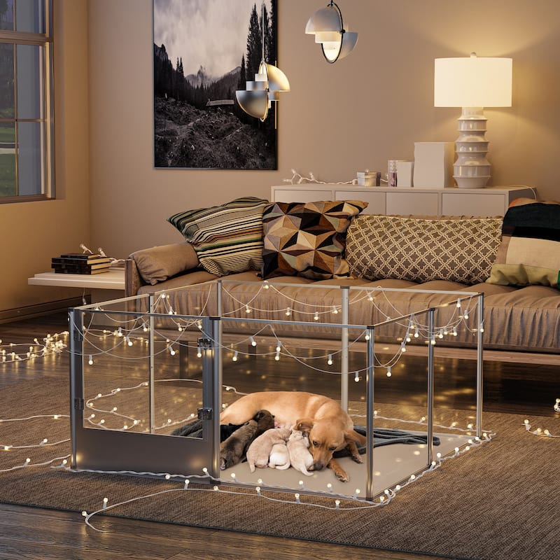 Acrylic Dog Playpen Fence Exercise Play Pen for Cats, Puppies, Rabbits