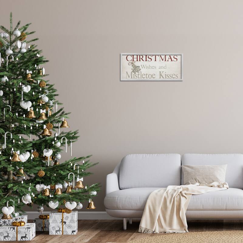 Stupell Christmas Wishes & Mistletoe Kisses Framed Giclee Art Design By Susie Boyer