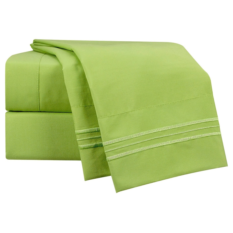 Clara Clark Bright Bed Sheet Set - Garden Green - Twin