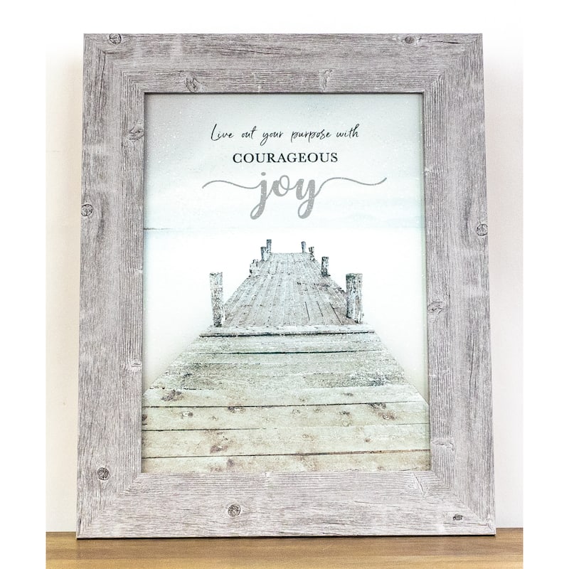 Live Out Your Purpose With Courageous Joy Dock Lake Water Beach Framed
