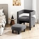 preview thumbnail 10 of 8, Costway Comfy Accent Armchair with Footrest Upholstered Velvet Barrel - See Details