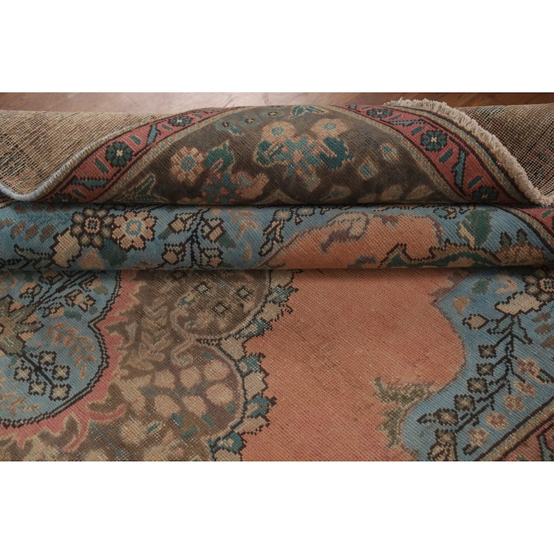 Tabriz Persian Vintage Area Rug Handmade Oriental Wool Carpet - 6'8" x 9'11"
