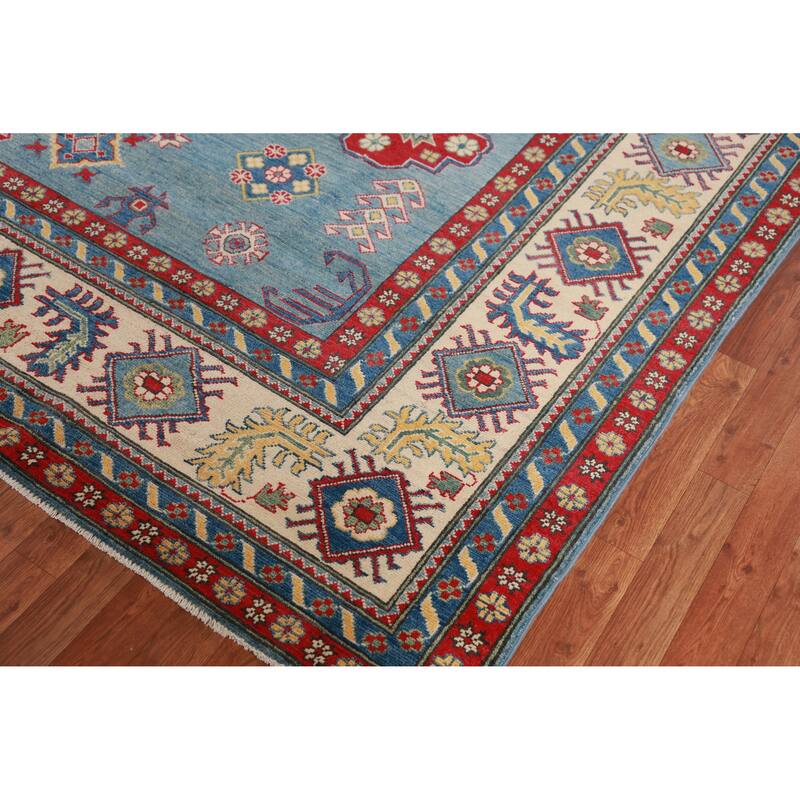 Hand Knotted Oriental 100% Wool Carpet Traditional Medallion Navy Blue & Blues Kazak Area Rug - 13' 9'' X 9' 10''