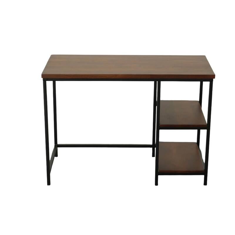 Wooden Desk with 2 Open Shelves - 42" - Brown and Black
