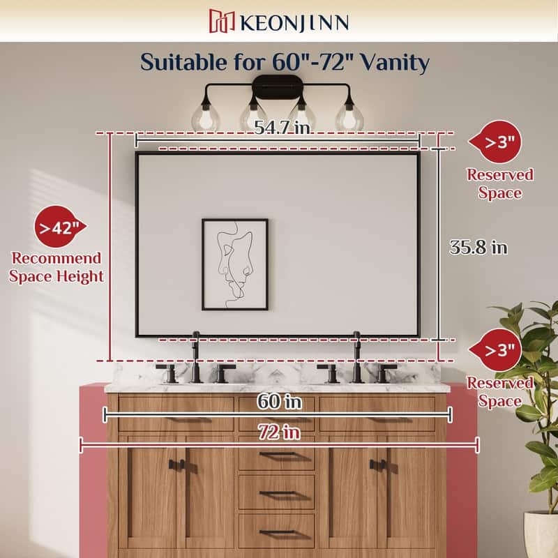Keonjinn Aluminum Framed Wall Mount Bathroom Vanity Mirror