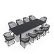 preview thumbnail 10 of 22, 7/9/11-Piece Outdoor Patio Dining Set Aluminum Rectangular Dining Table with Umbrella Hole and PE Rattan Chairs - See Picture Grey - Set of 11
