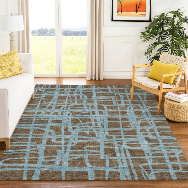Machine Washable Indoor/ Outdoor Modern Centurion Chantille Rug