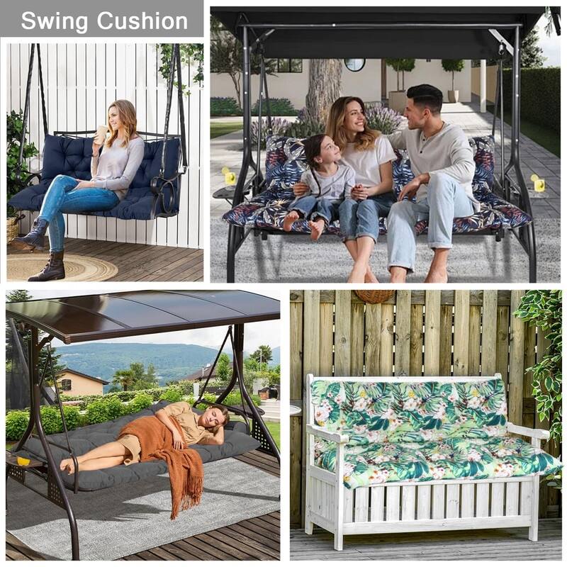 Swing Replacement Cushion, Outdoor Bench Cushions with Backrest Thicken 4", Patio Furniture Garden Porch Loveseat Glider Pad