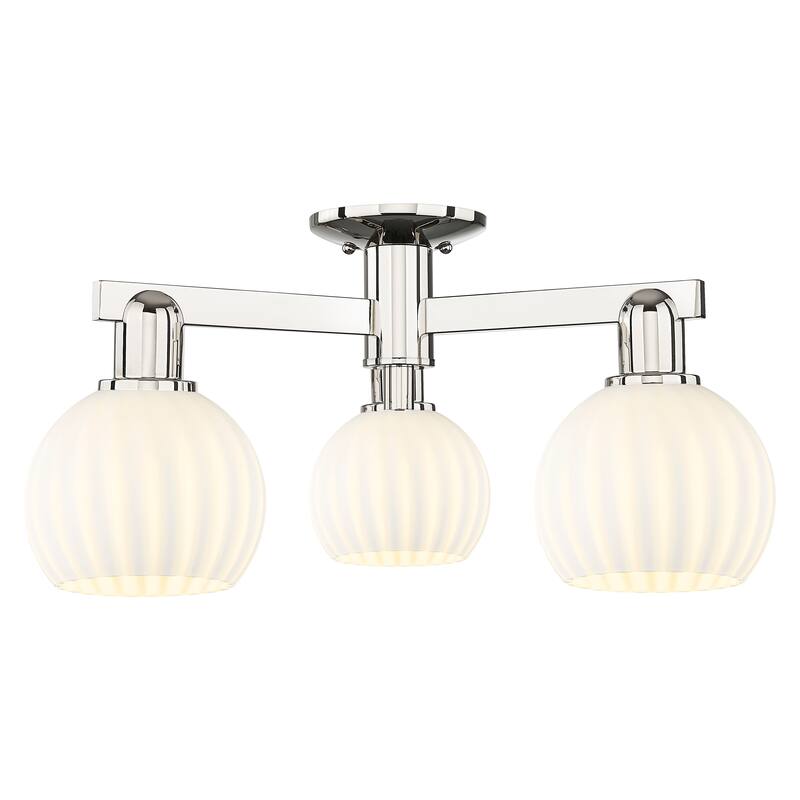 Innovations Lighting Endless Possibilities Arcadia - White Venetian - 3 Light 24" Semi-Flush Mount - Polished Nickel