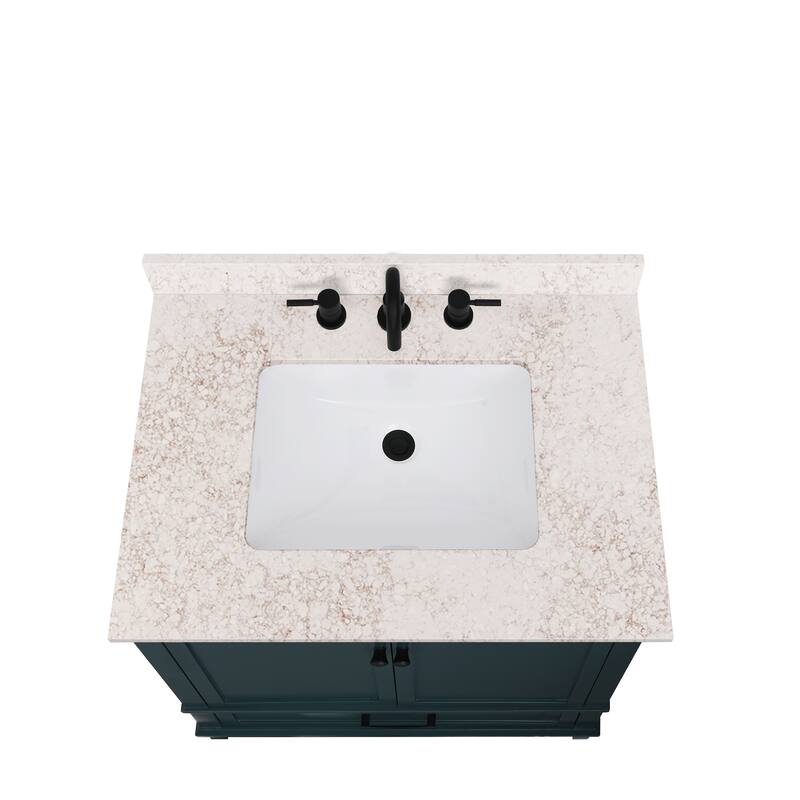 Avanity Quartz Vanity Top with Rectangular Undermount Sinks