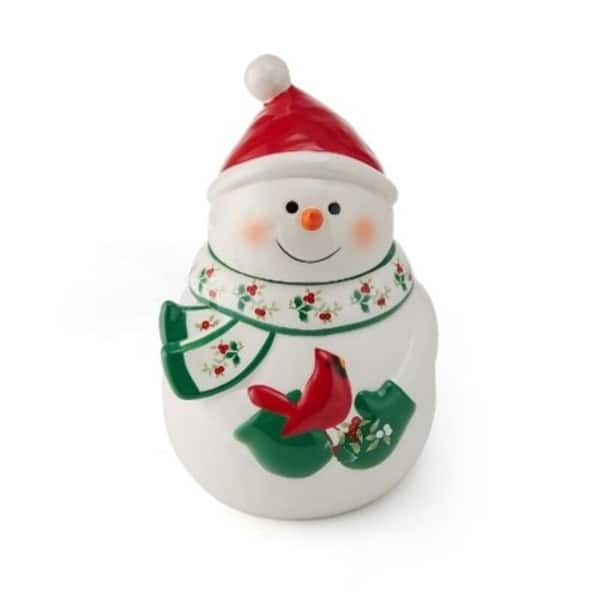 slide 2 of 4, Pfaltzgraff Winterberry Snowman with Cardinal Cookie Jar,10 Inch