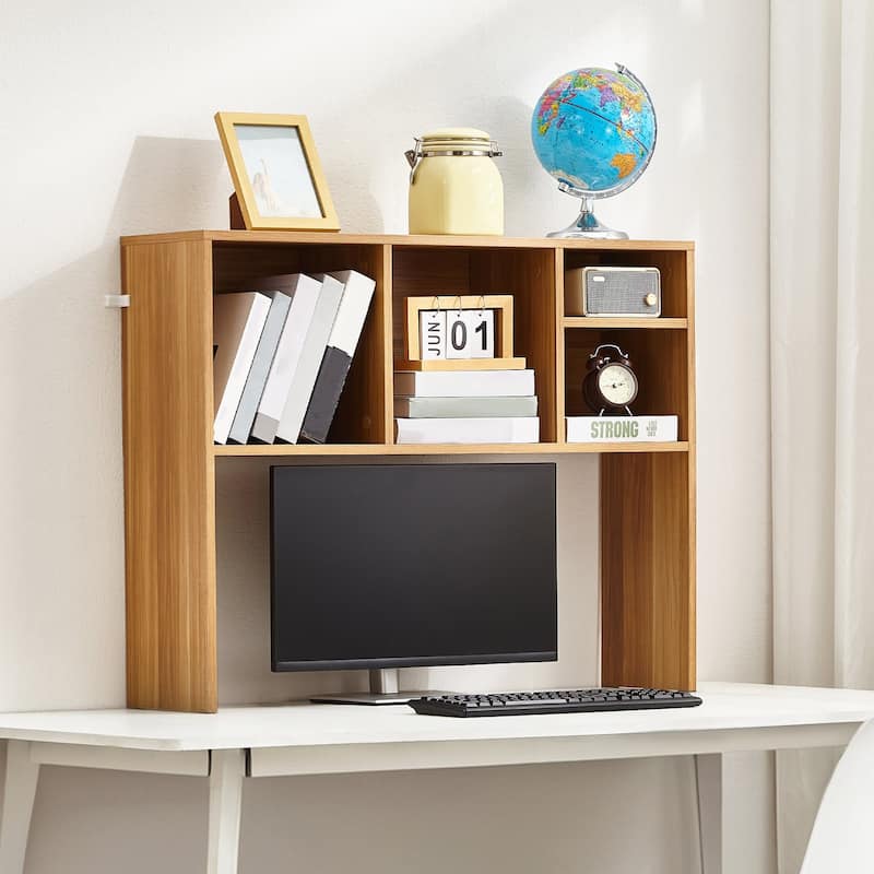 Particle Board Desktop Bookshelf, Storage Rack Wood Display Shelf and Safe - 37.0" L x 9.4" W x 28.7" H