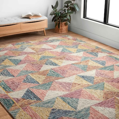 Alexander Home Kaleidoscope Geometric Hand-Hooked Wool Rug
