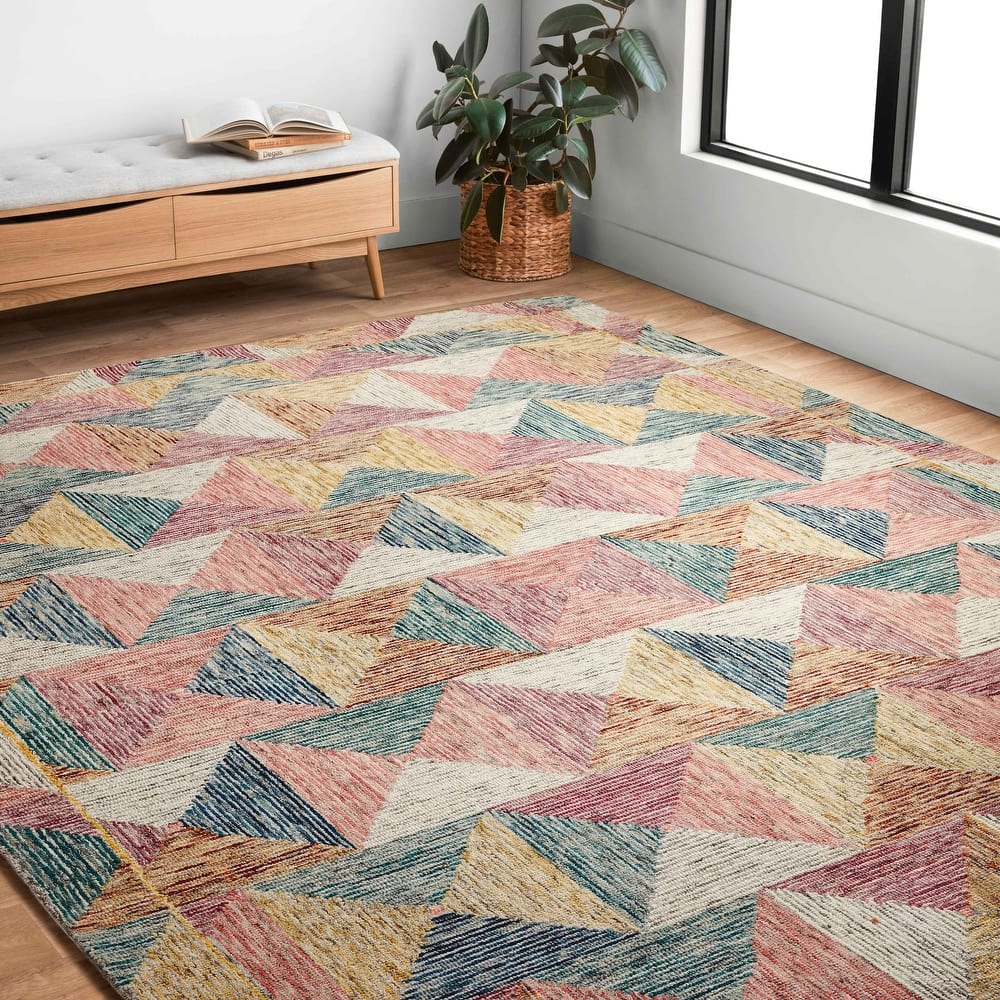 Alexander Home Kaleidoscope Geometric Hand-Hooked Wool Rug