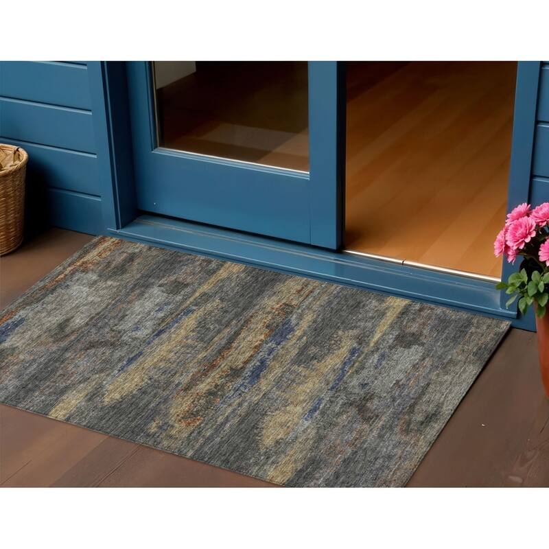 HomeRoots Abstract Transitional Rectangle Outdoor Rug - 3' x 5'