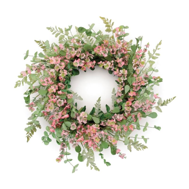HomeRoots 18" Pink And Green Mixed Assortment Artificial Wreath