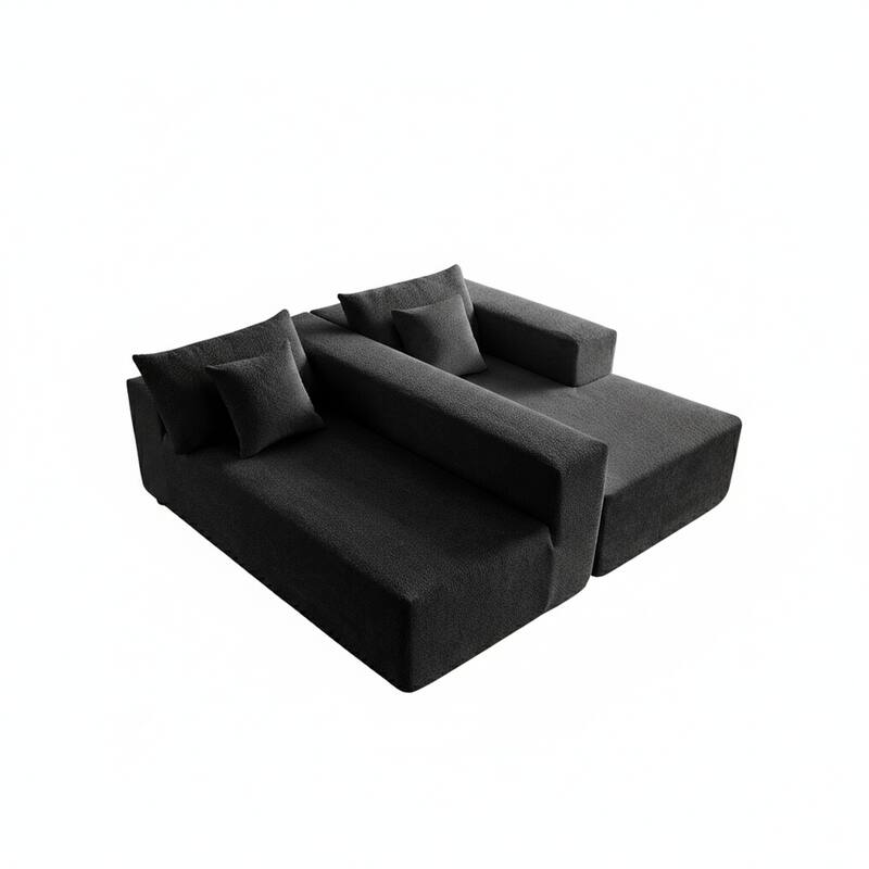 103.54" L-Shaped Modern High-Density Sponge Velvet Modular Sectional Sofa with Chaise & Pillows
