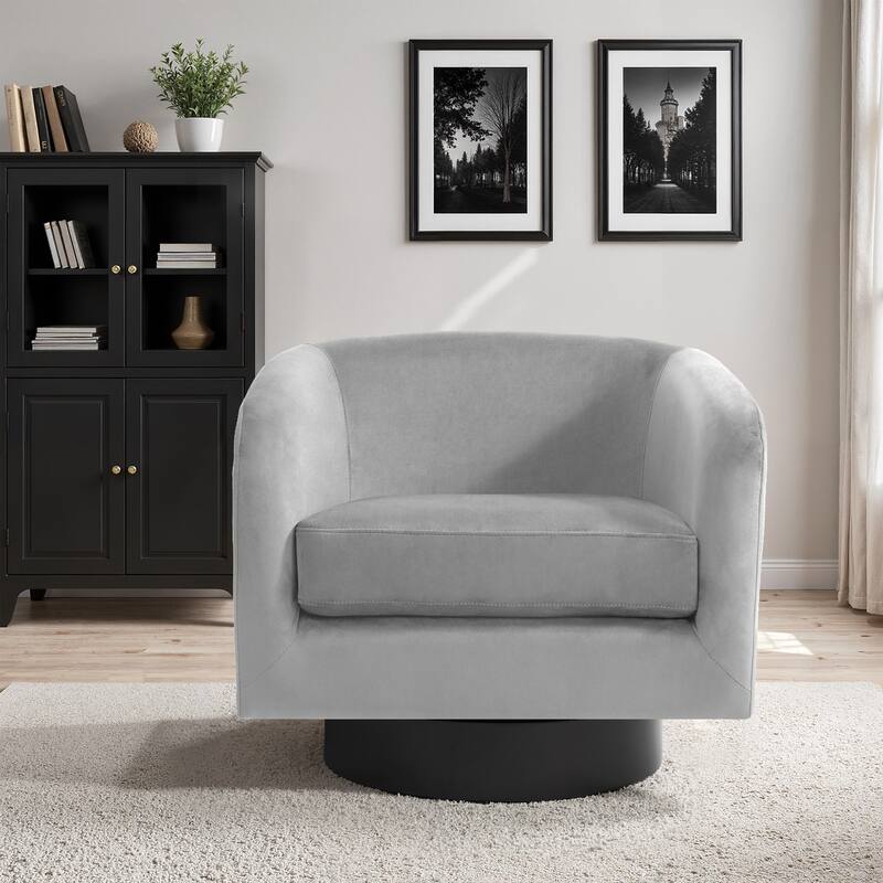 360-Degree Swivel Round Barrel Velvet Armchair Accent Chairs