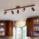 preview thumbnail 3 of 33, 4-Light Walnut Wood Grain Adjustable Linear Track Light 39.4in 5-Light