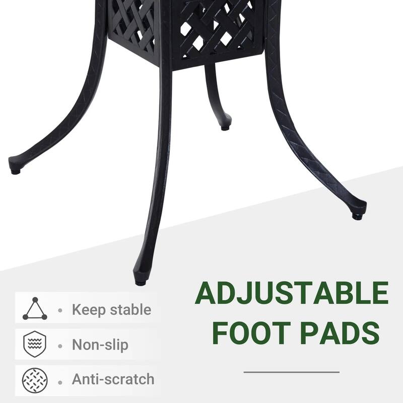 36-Inch Cast Aluminum Square Table with Umbrella Hole for Patio