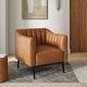preview thumbnail 3 of 43, Alfons Industrial Leather Chair with Channel Tufting and Metal Leg by HULALA HOME
