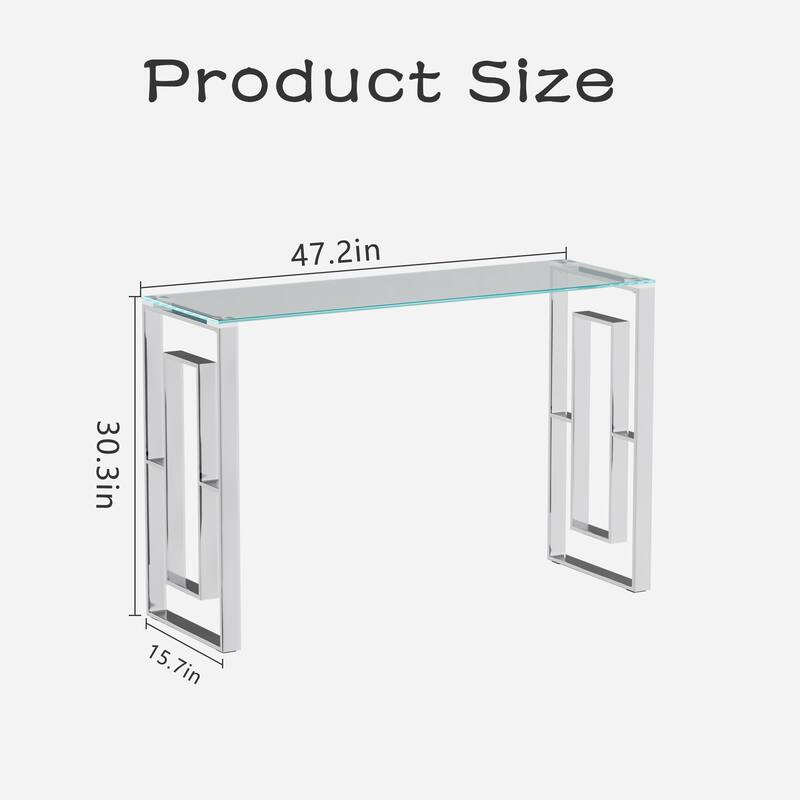 Console Table Stainless Steel Glass, Meal side table silvery Clear