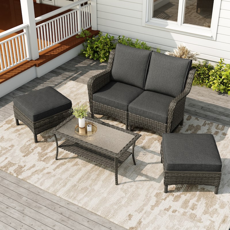 Rattan Outdoor Sectional Set with Modular Seating