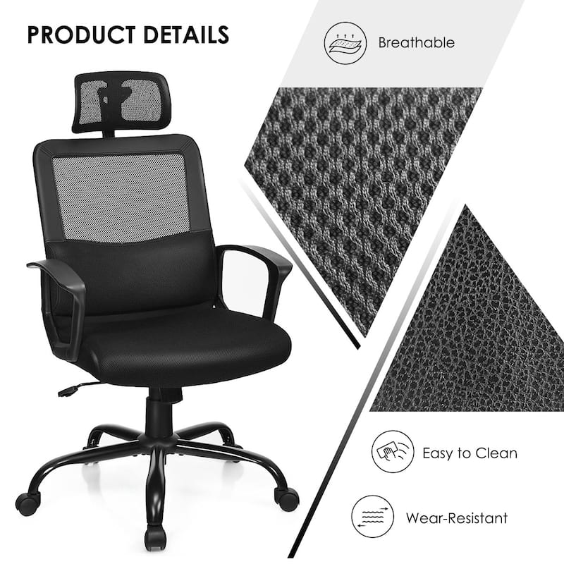 Costway Mesh Office Chair High Back Ergonomic Swivel Chair w/ Lumbar