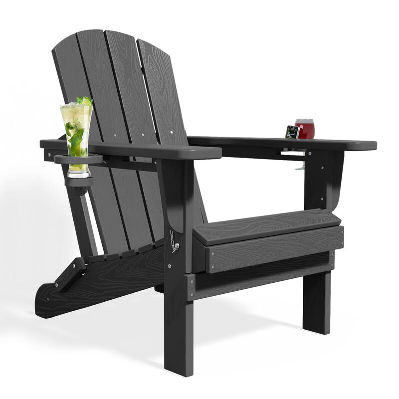 Foldable HDPE Adirondack Chair with Dual Cup Holders