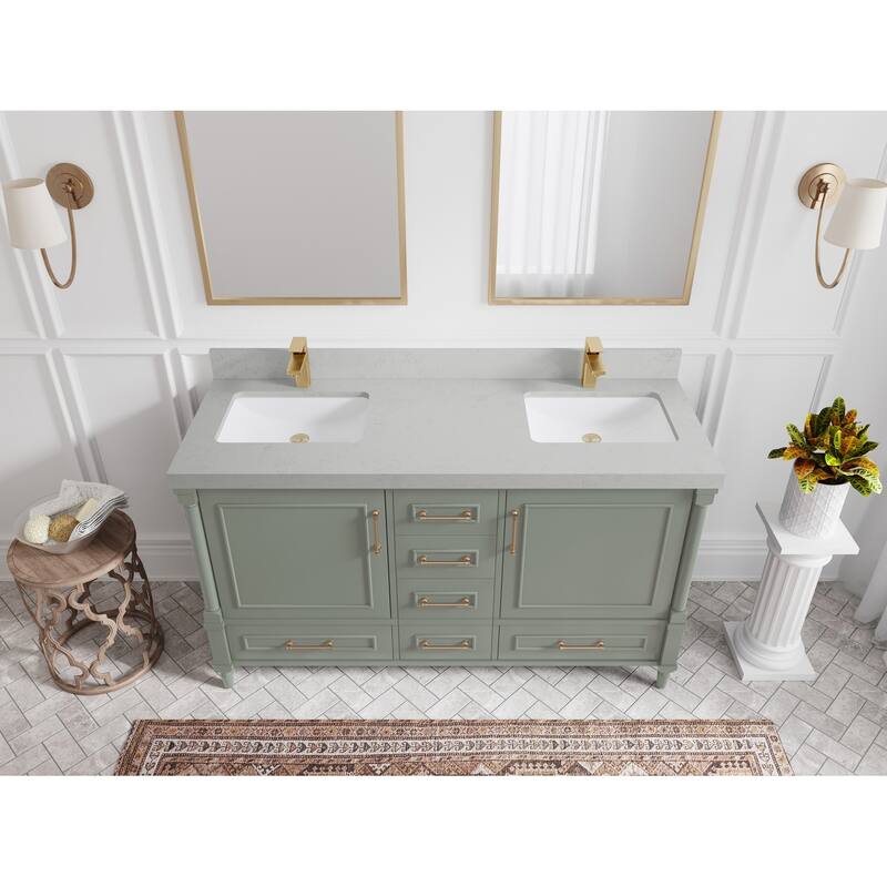 Willow Collections 60 in. W x 22 in. D Aberdeen Double Sink Bathroom Vanity with Countertop