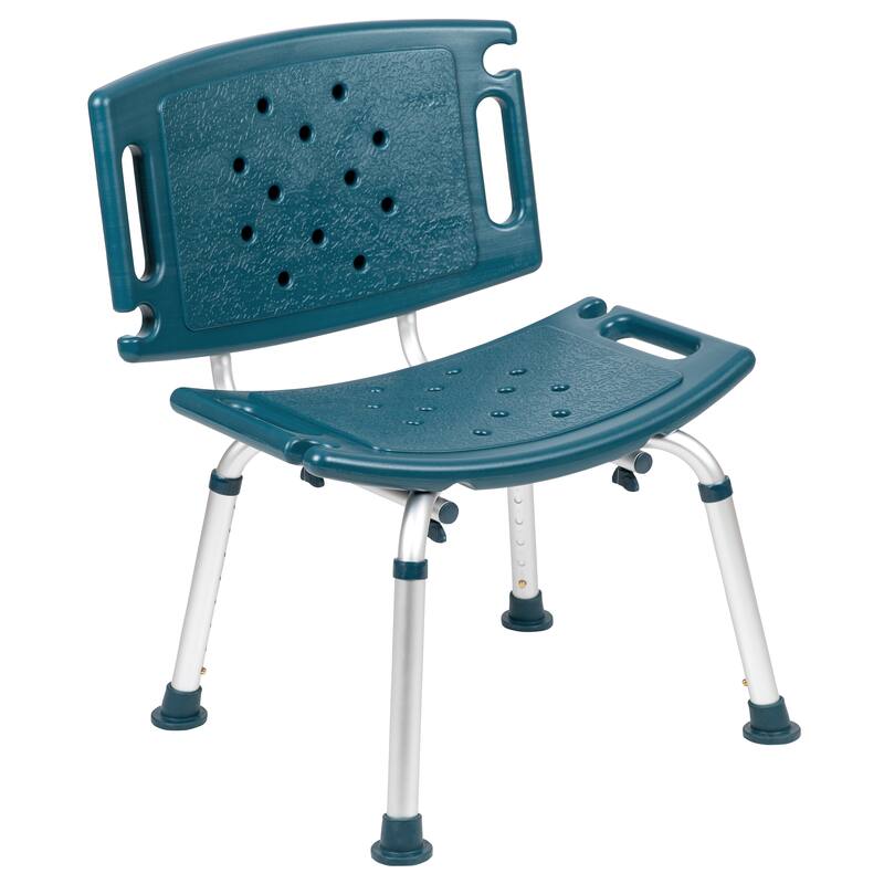 Tool-Free 300 Lb. Capacity, Adjustable Teal Bath & Shower Chair with Large Back