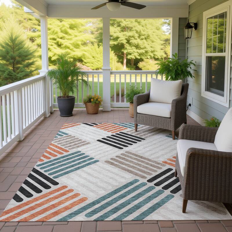 Machine Washable Indoor/ Outdoor Modern Weave Chantille Rug
