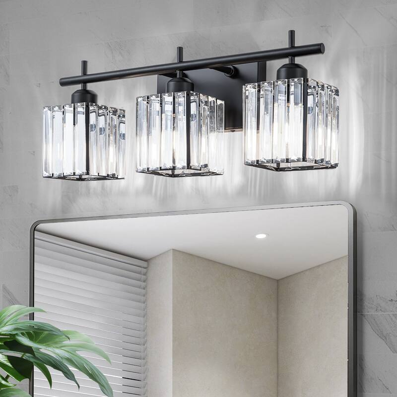 Starsky 3/4-Light Modern Dimmable Bathroom Crystal Vanity Light Wall Sconces with Crystal Shade