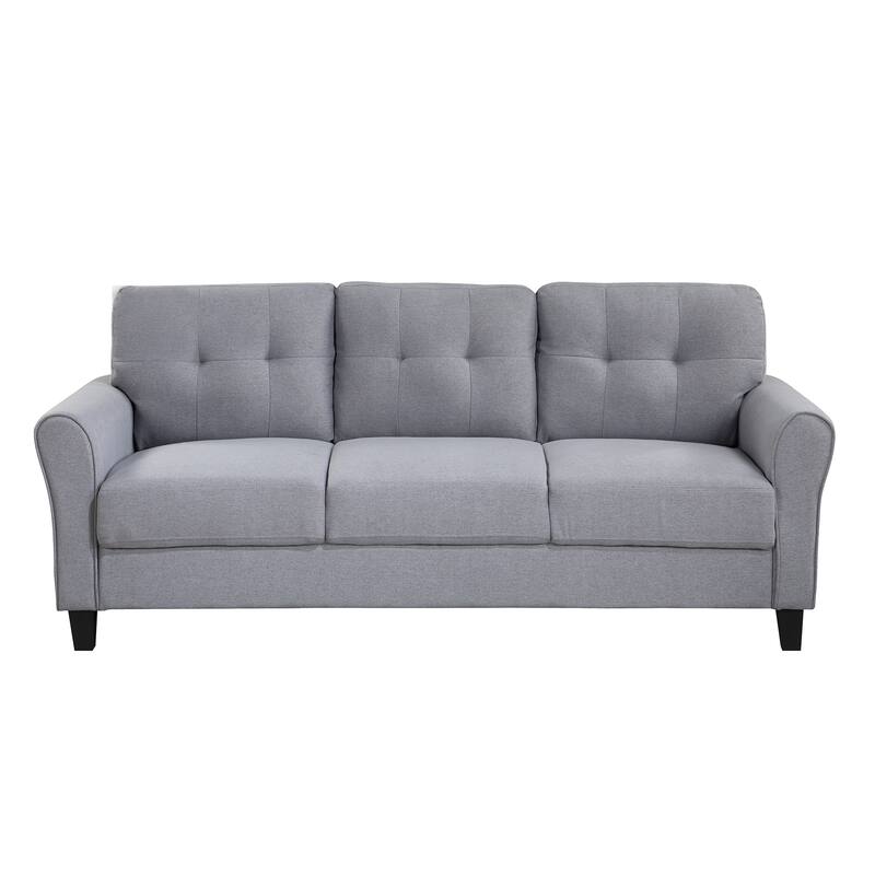 Modern Linen Upholstered 3-Seater Sofa, Durable Frame with Comfortable Foam Cushions for Living Room or Office