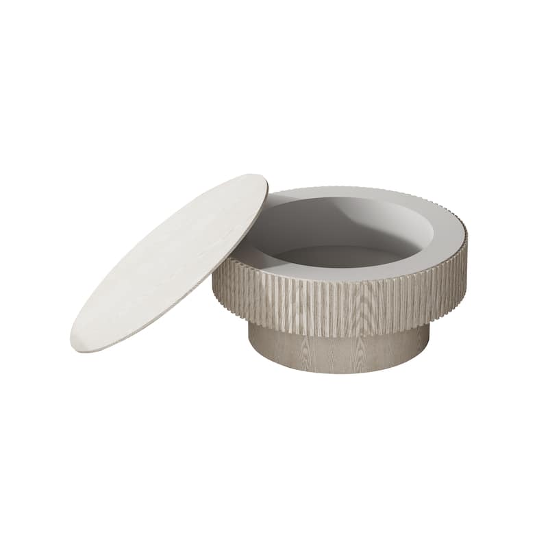 Modern 31.5" Round Coffee Table with Storage Solid Wood Veneer for Living Room and Bedroom Use