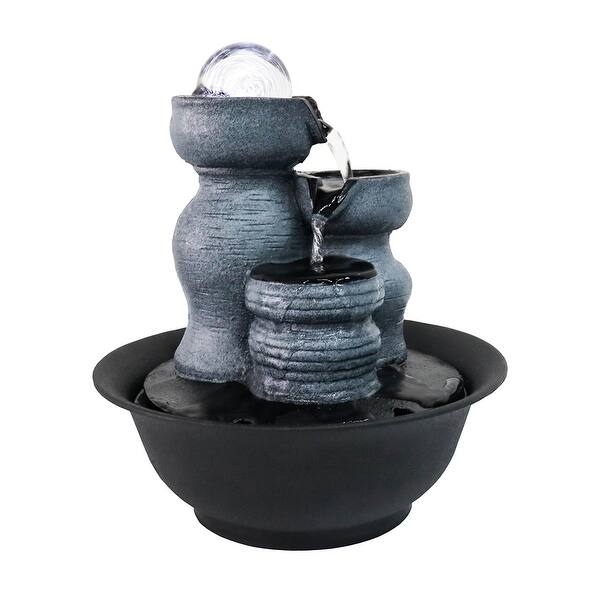 Indoor Water Fountain With Lights Waterfall Soothing Sounds For Office Overstock 31457715 Grey
