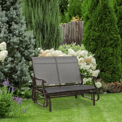 Outdoor 2-Person Glider Bench,Glider Loveseat Chair with Steel Frame, 2-Seat Rocking Glider