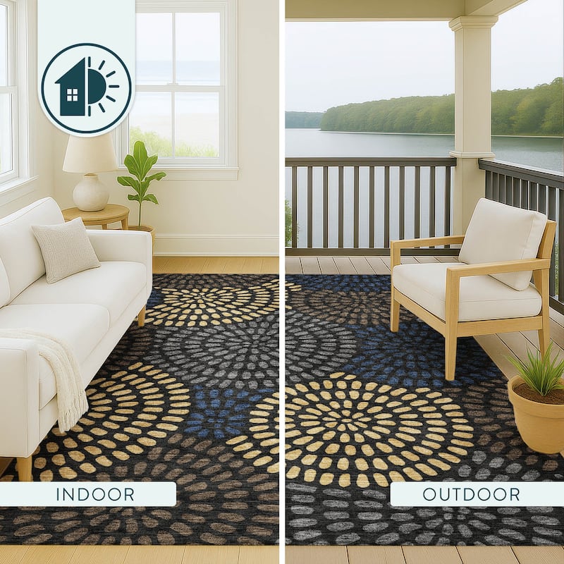 Machine Washable Indoor/ Outdoor Casual Ric Chantille Rug