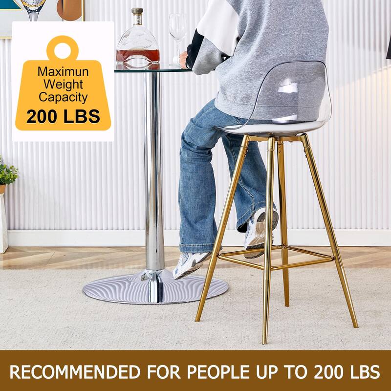 Comfortable Small-Sized Bar Chairs with Metal Legs - Modern Upholstered Style
