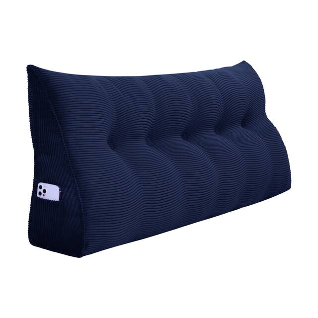 WOWMAX Large Reading Wedge Headboard Pillow for Bed Rest Back Support - Queen - Navy